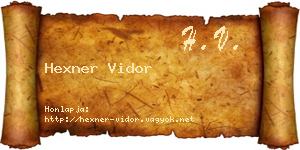 Hexner Vidor névjegykártya